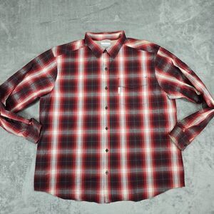 Columbia Men's Long Sleeve Plaid Button Up Shirt Red Gray Black Size 2XL